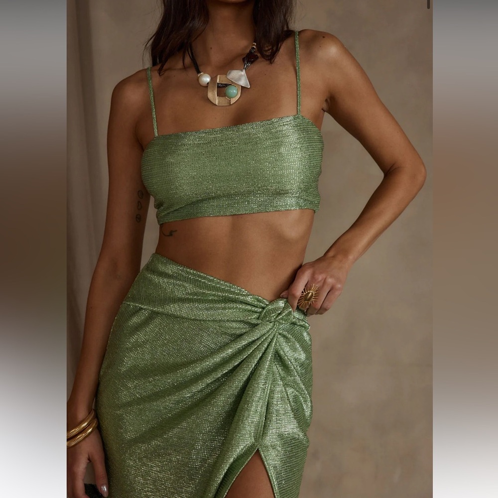 12th tribe sparkle green two piece set